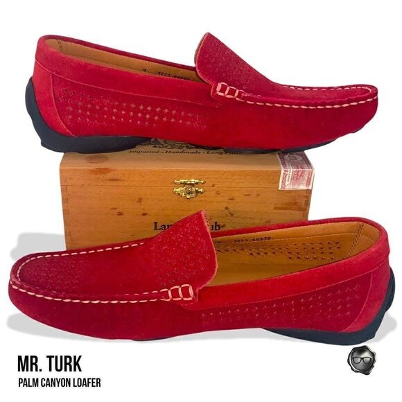 MR TURK PALM CANYON LOAFERS IN RED SUEDE MEN’S SIZE 9 LEATHER DRIVING MOCCASINS - Picture 1 of 12